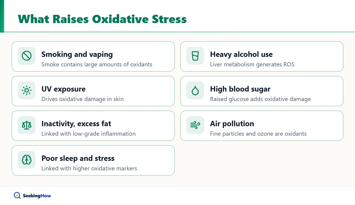 Checklist of triggers that raise oxidative stress
