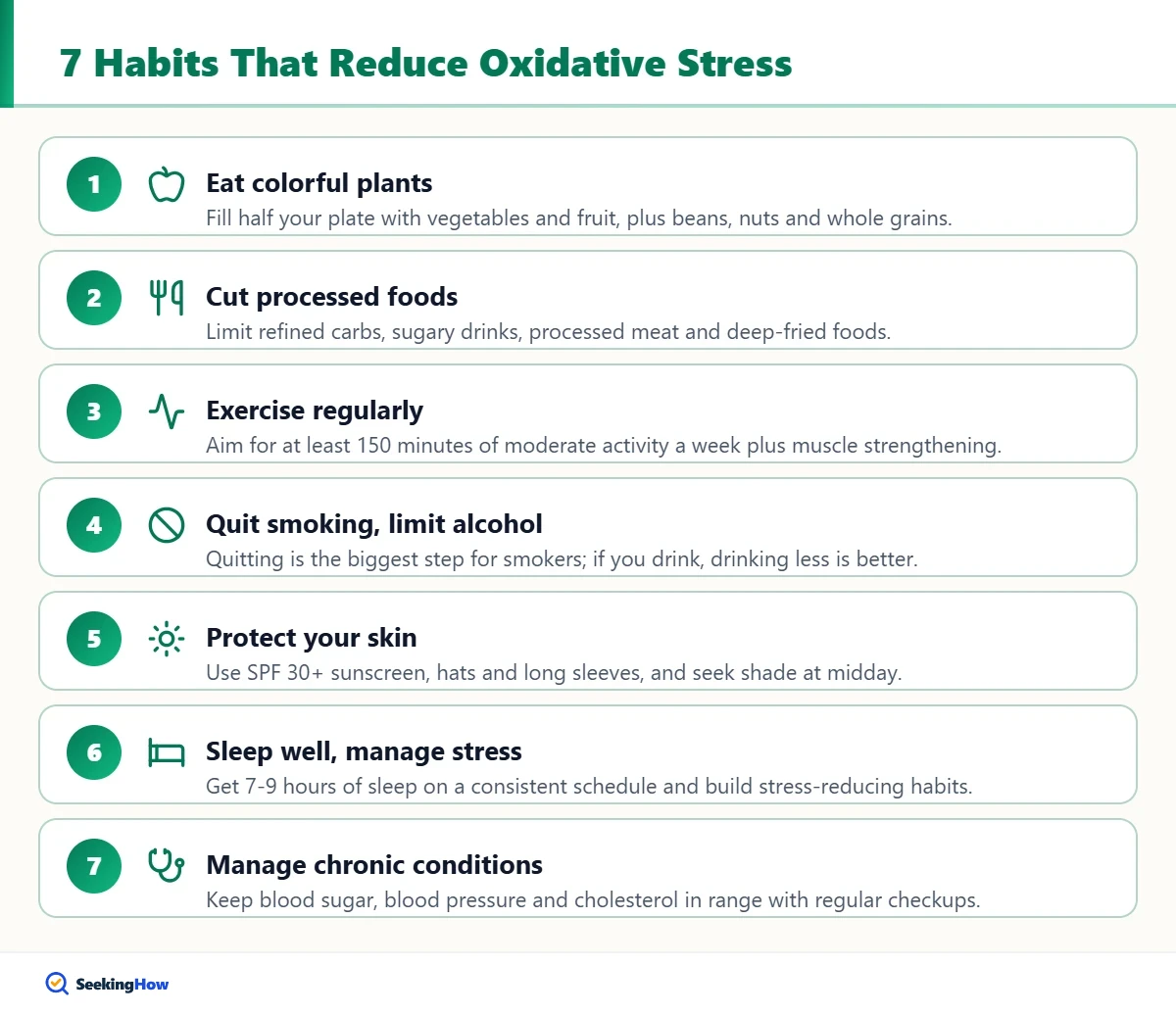 Seven habits that help reduce oxidative stress