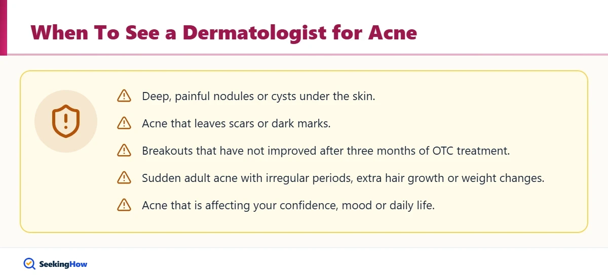 Signs you should see a dermatologist instead of trying to reduce pimples naturally