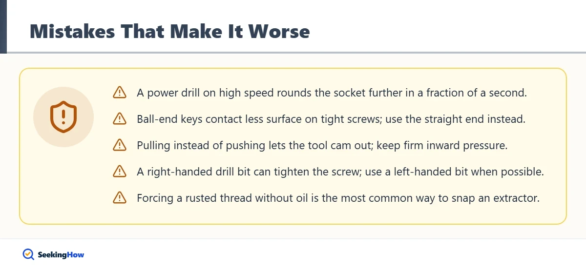 Mistakes to avoid when removing a stripped Allen screw