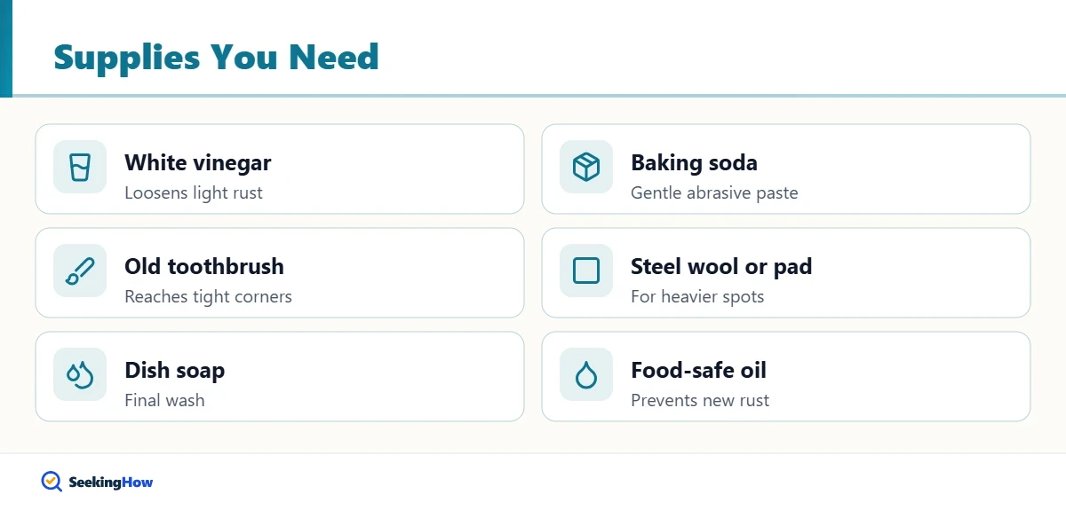 Supplies to remove rust from cookie cutters