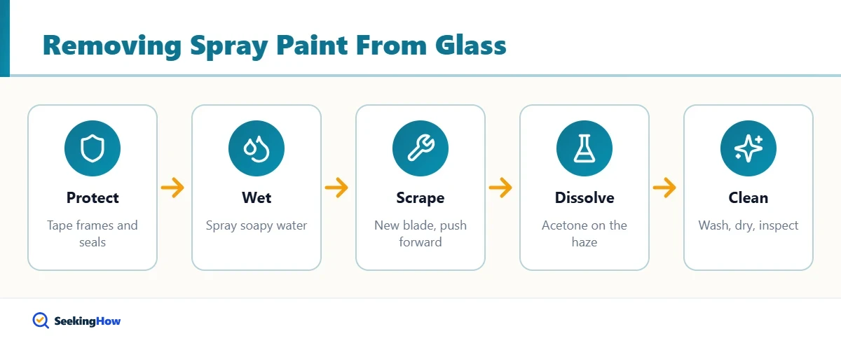 Process to remove spray paint from glass
