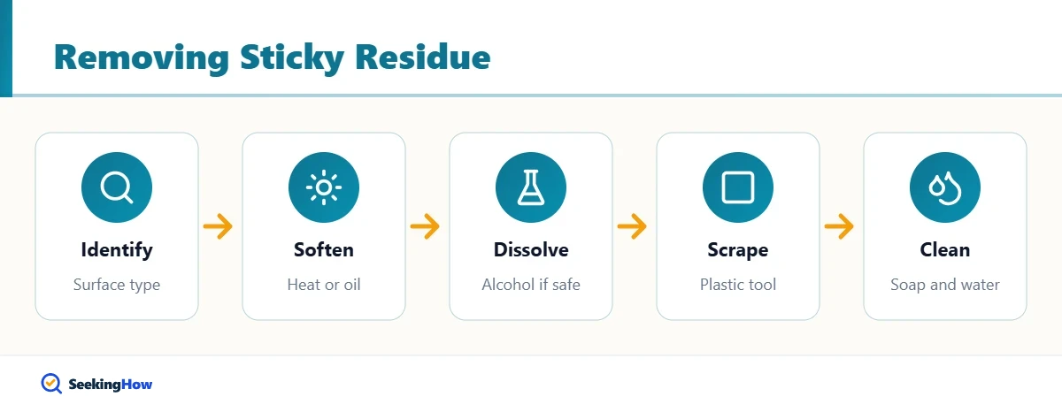 Process overview for how to remove sticky residue