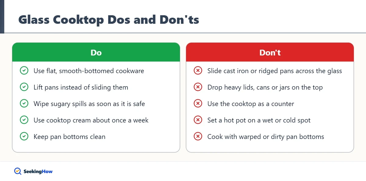 Dos and donts to prevent and repair glass cooktop damage