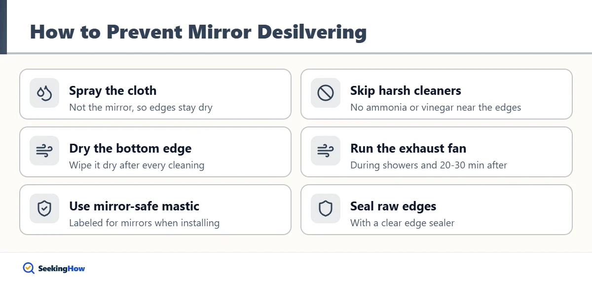 Tips to prevent mirror desilvering