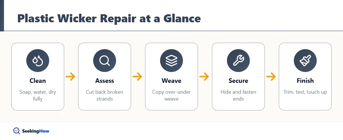 Process overview for how to repair plastic wicker furniture