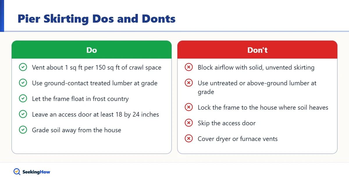 Do and do not tips for house on piers skirting