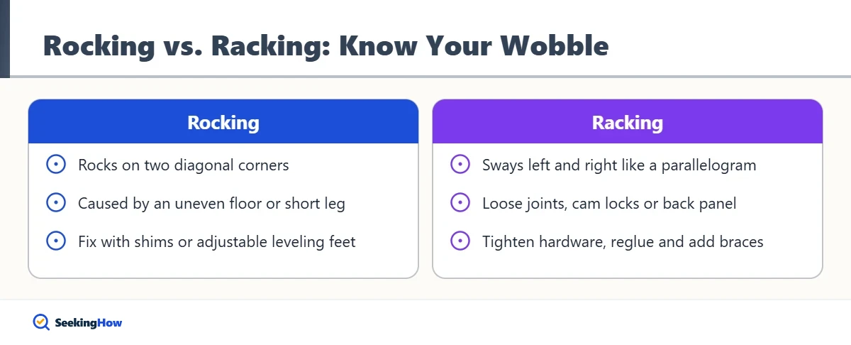 Process for how to stabilize a wobbly cabinet
