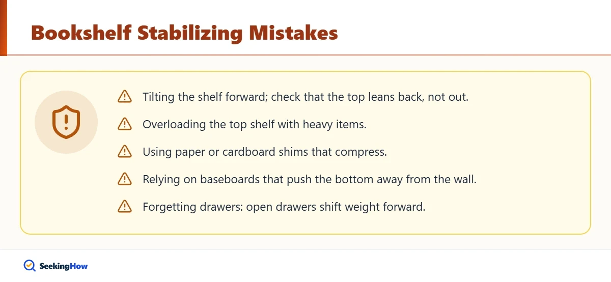 Dos and donts for stabilizing a bookshelf without drilling