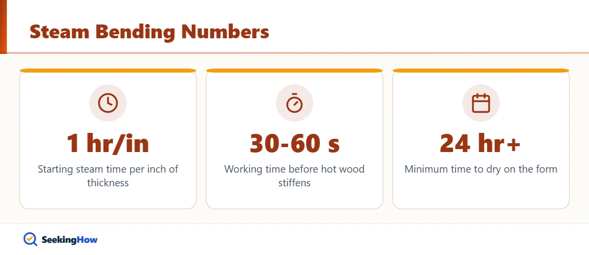Key numbers for steam bending wood without a steam box