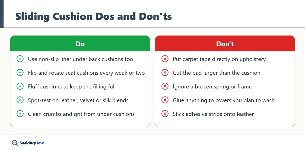 Dos and donts to stop couch cushions from sliding