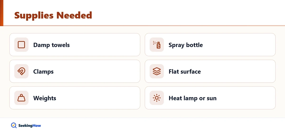 Supplies needed to straighten warped wood with water