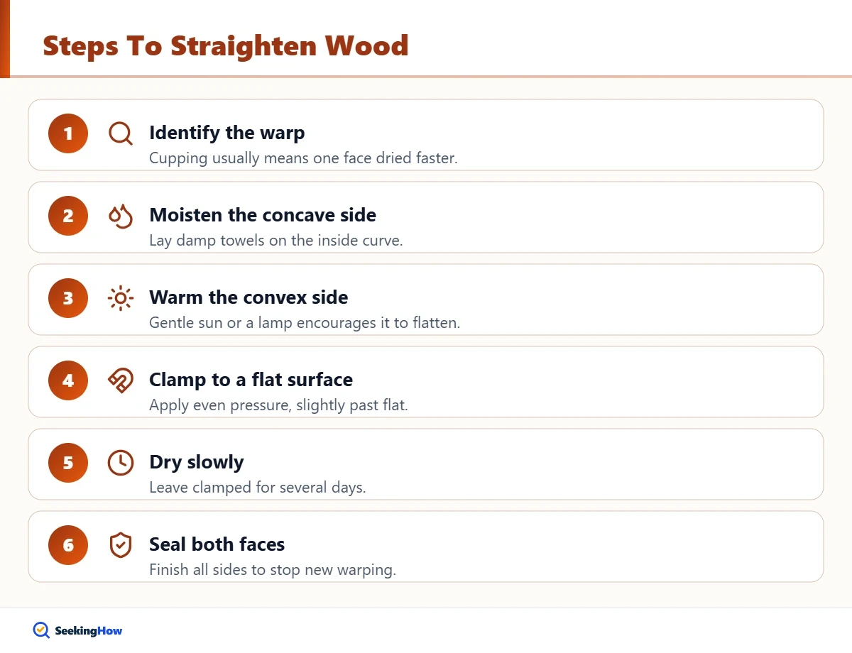 Step-by-step guide to straighten wood with water