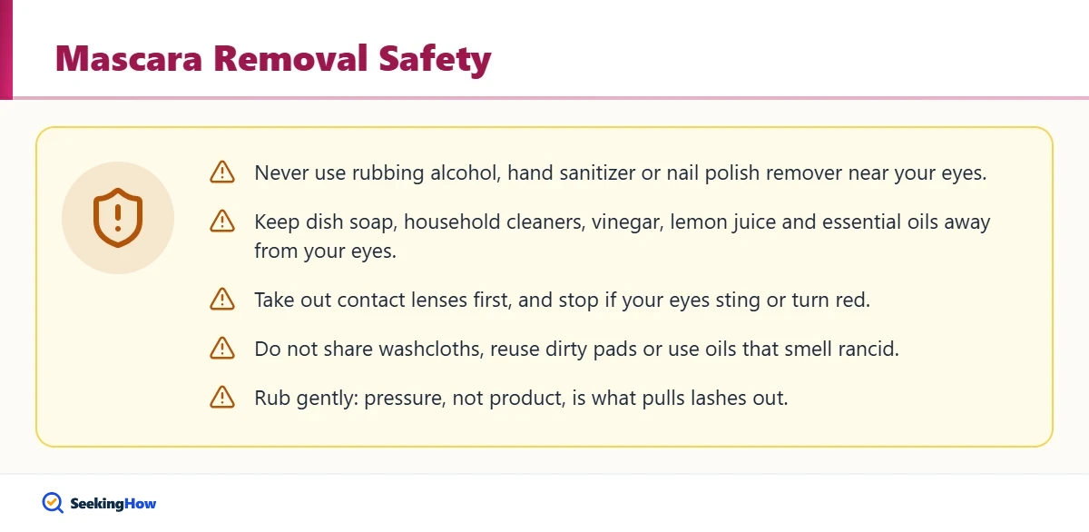 Safety warnings when removing mascara without makeup remover