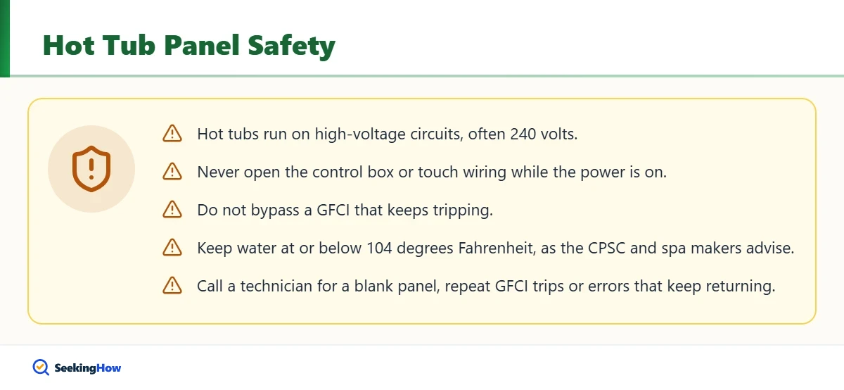Safety tips when unlocking a hot tub control panel