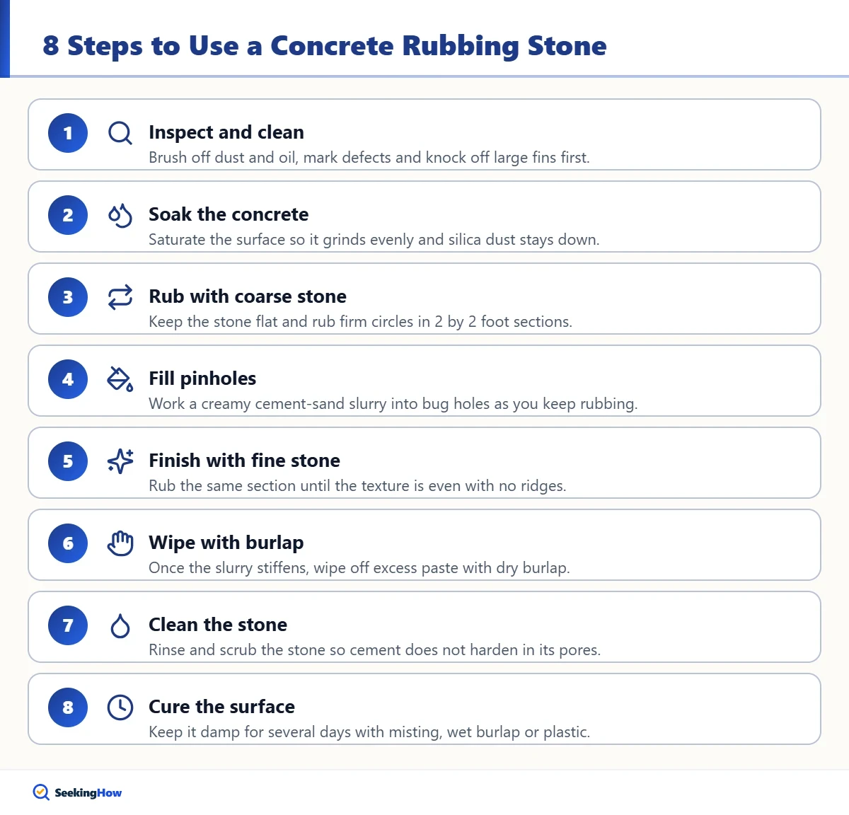 Step by step how to use a concrete rubbing stone