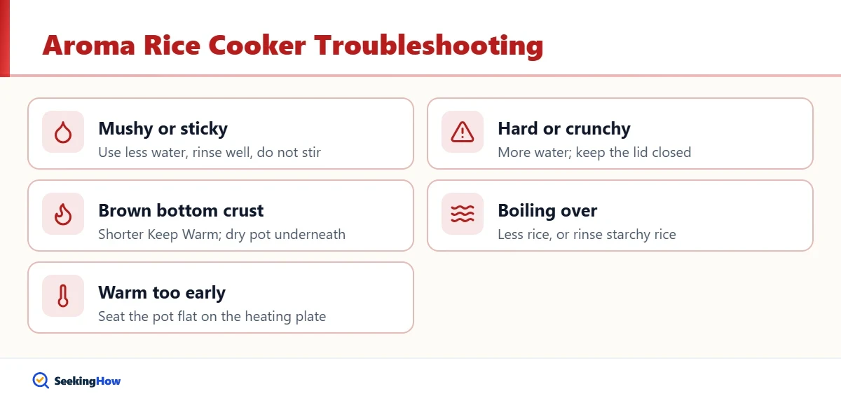 Troubleshooting tips for an Aroma rice cooker