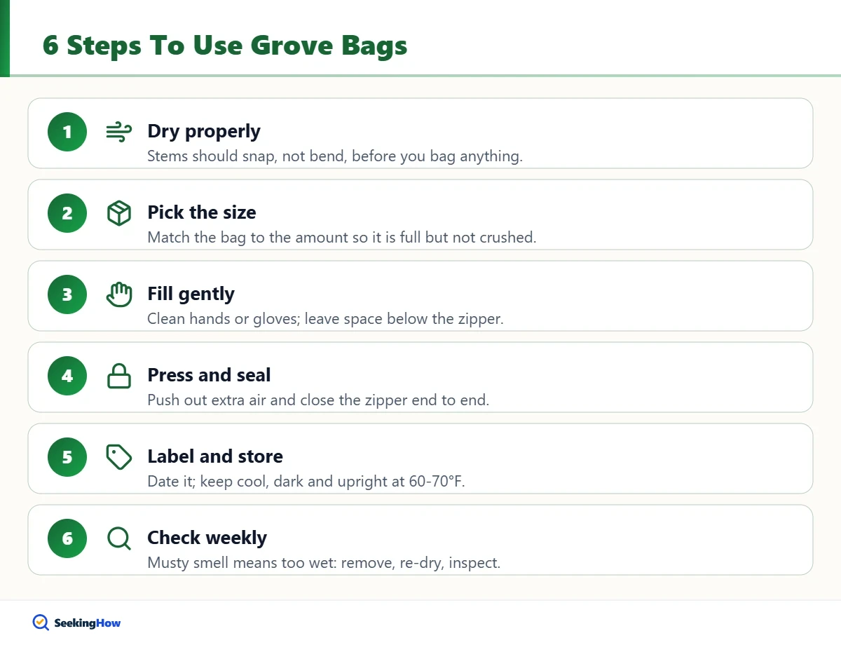 Six steps for how to use Grove Bags for storage
