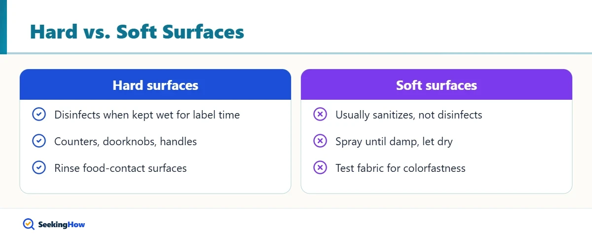 Comparison of using Lysol spray on hard versus soft surfaces