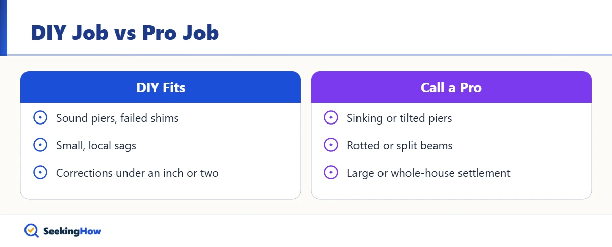 When to level a house on piers yourself versus hiring a pro