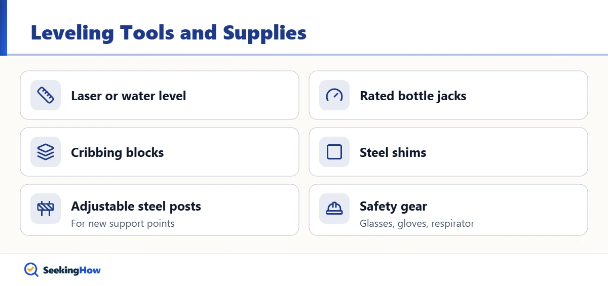 Tools needed to level a house on piers yourself