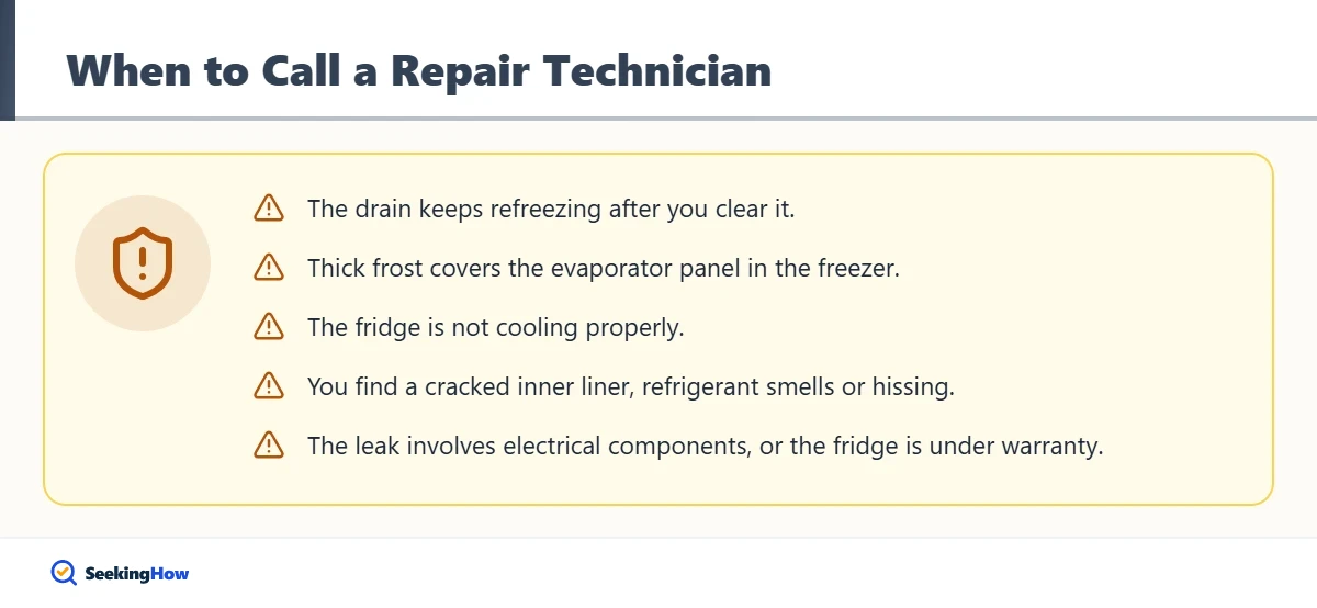 Warning signs a fridge leaking water inside needs professional repair
