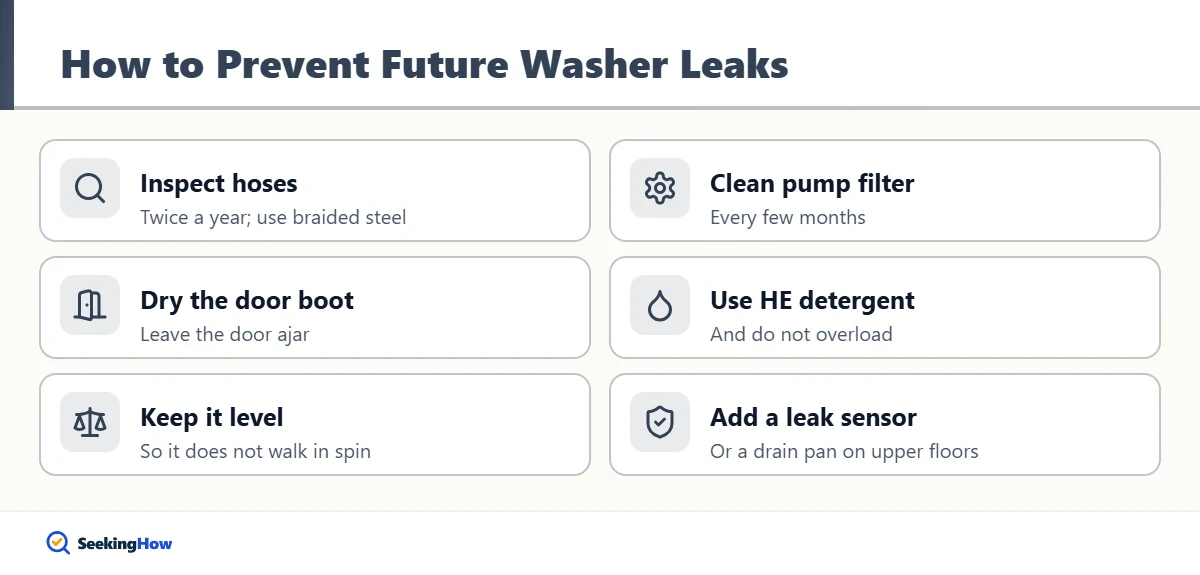 Tips to prevent a washing machine leaking from the bottom