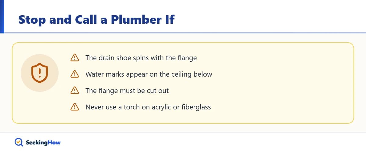 Warning signs when removing a stuck bathtub drain