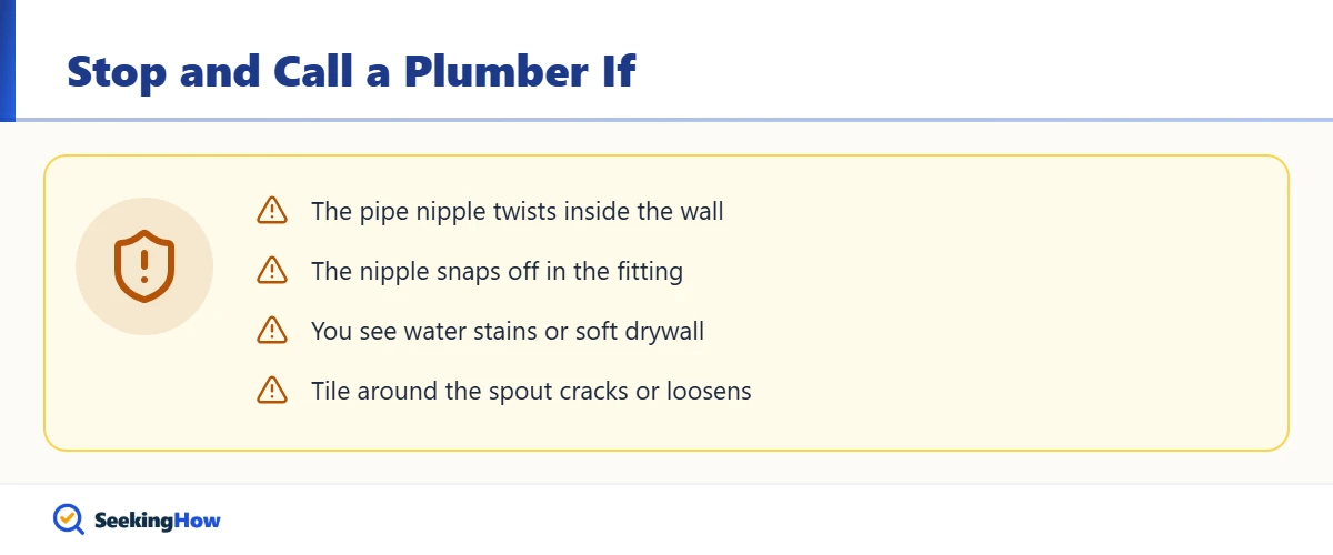 Warning signs when removing a tub spout with no set screw
