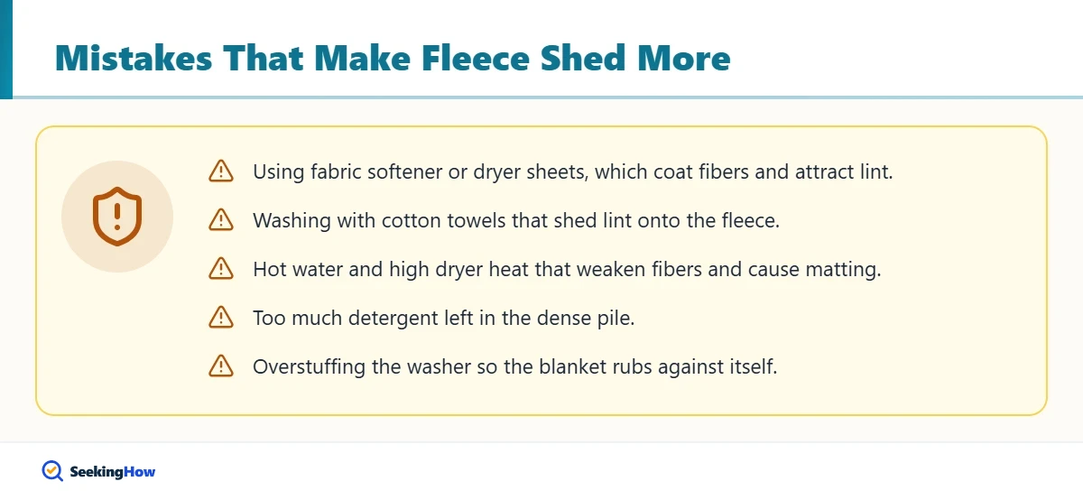 Do and do not list for caring for a shedding fleece blanket