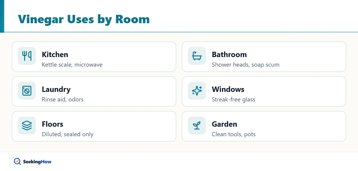 Checklist of vinegar uses by room