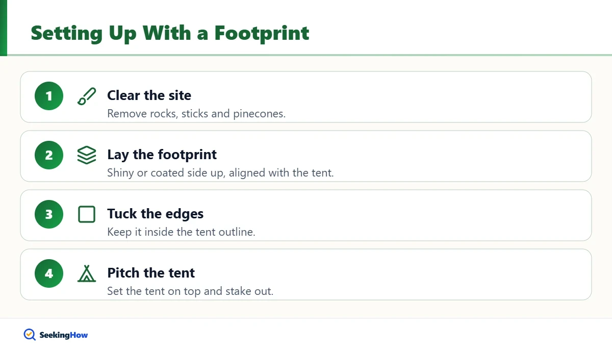Steps to set up a tent with a footprint