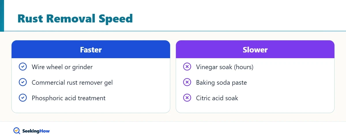 Speed comparison for the fastest way to remove rust from metal