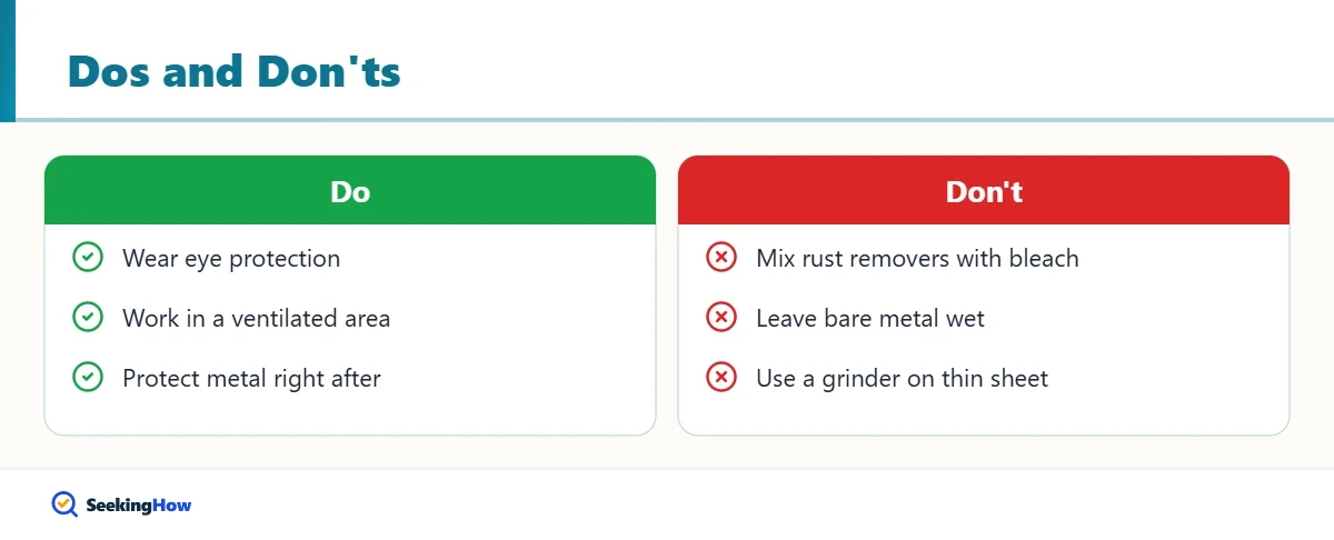 Dos and donts when removing rust from metal
