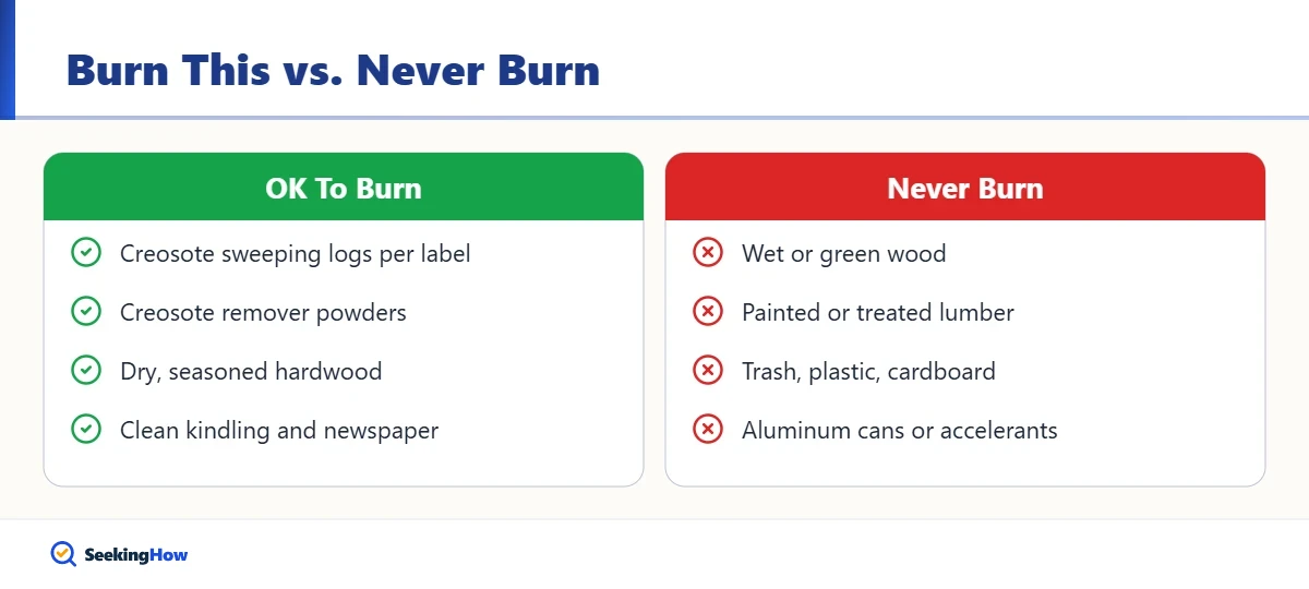 What to burn and what never to burn when cleaning a chimney