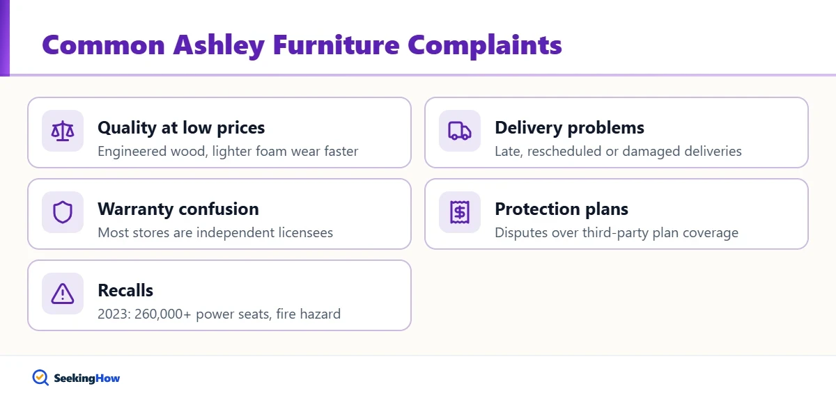Checklist of common Ashley Furniture complaints