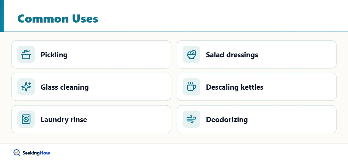 Uses for distilled white vinegar in cooking and cleaning