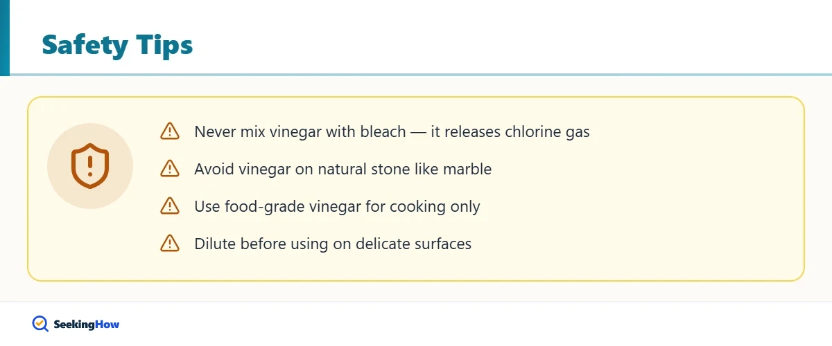 Safety tips for white vinegar and distilled white vinegar
