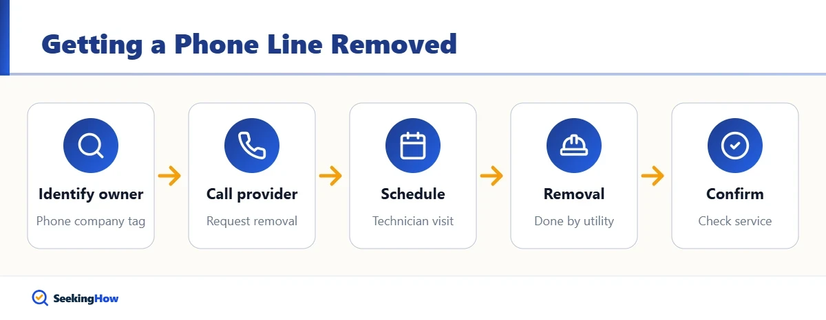 Process for getting a telephone line removed from the pole to the house