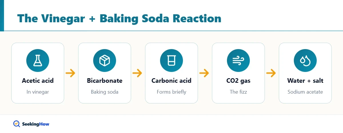 Diagram of why vinegar and baking soda react