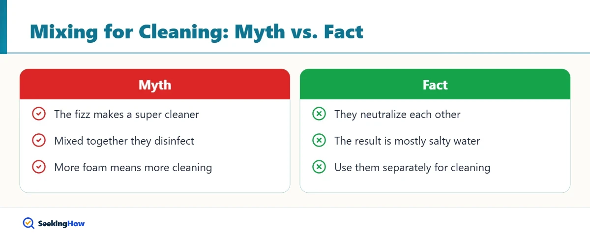 Comparison of mixing vinegar and baking soda versus using them separately